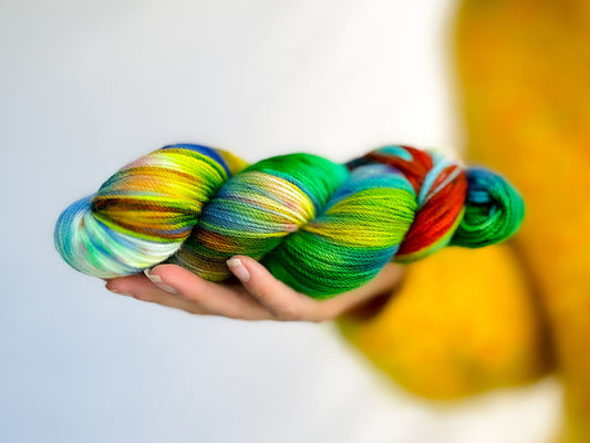 Dharma Dye '1964 World's Fair' Colourway by Muffs Merino