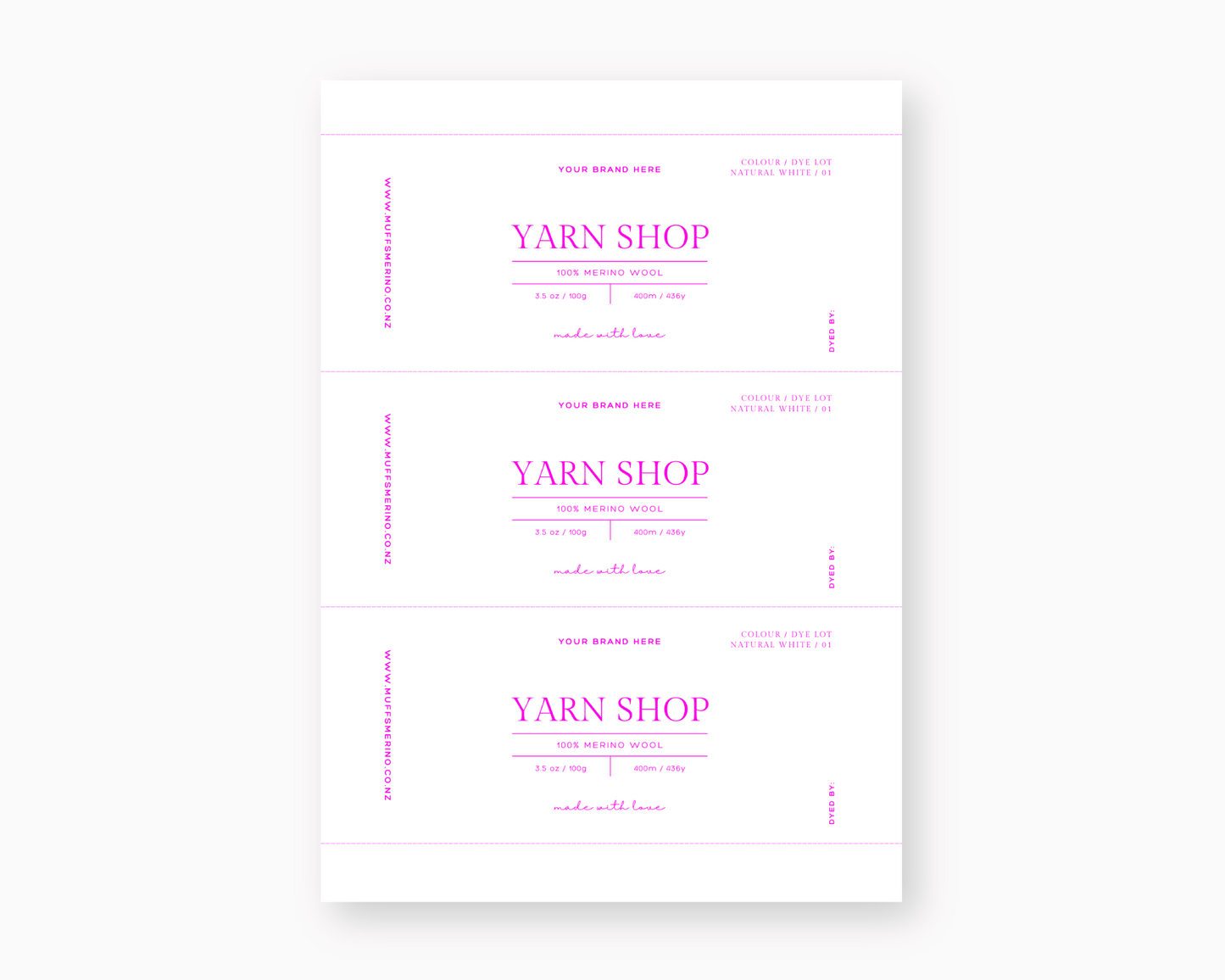 100g and 20g Yarn Shop Labels Customisable Canva Template by the Palette Parlour