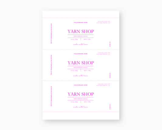 100g and 20g Yarn Shop Labels Customisable Canva Template by the Palette Parlour
