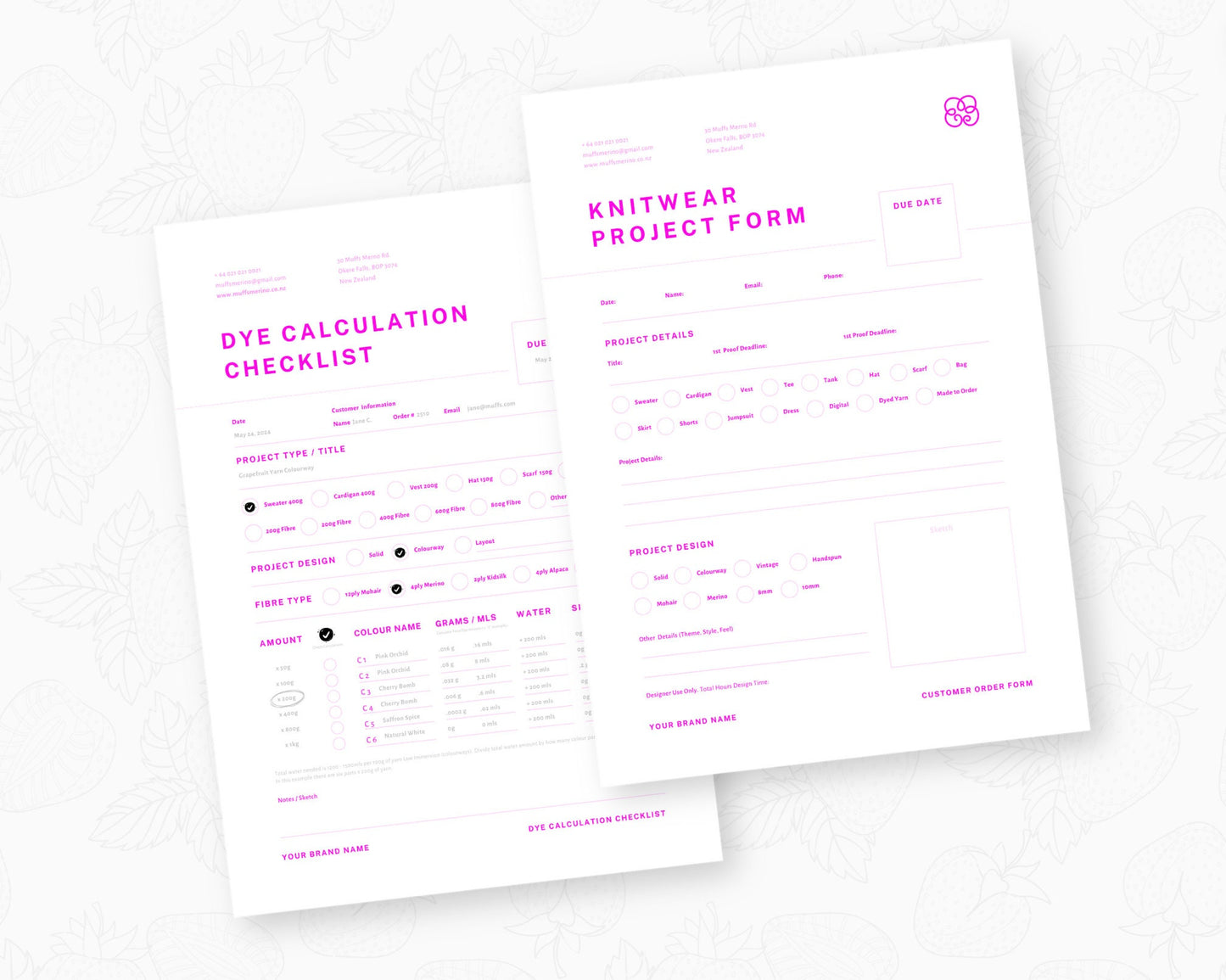 Project Order Form | Customisable | Dye Calculation Checklist | Inbox & Outbox | Keep Organised | Knitters, Dyers and Fibre Artists