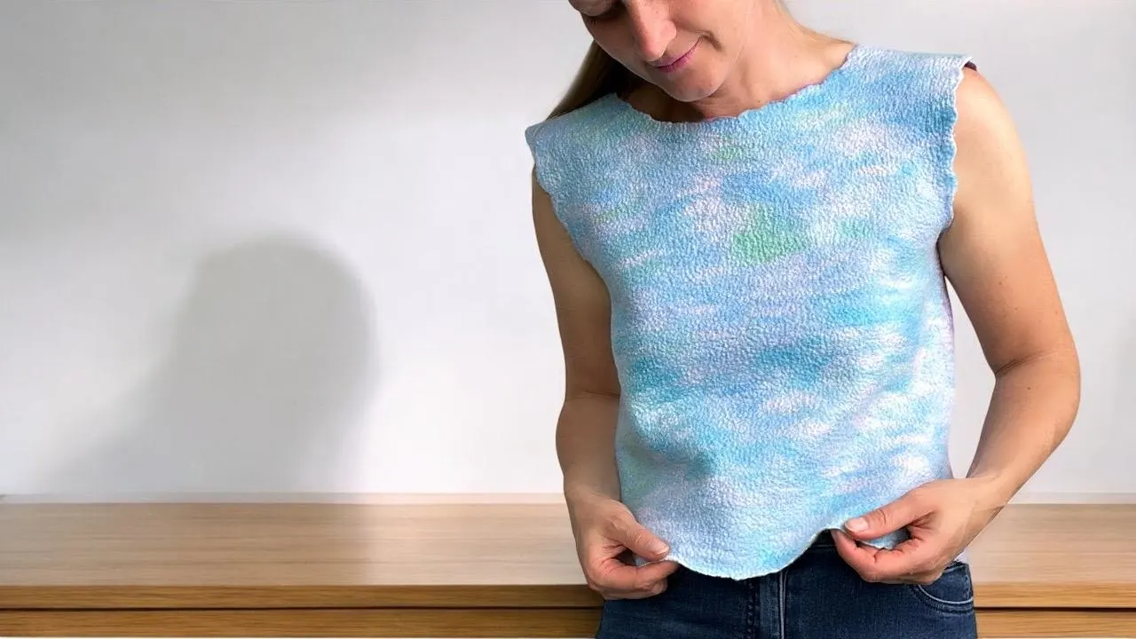 Wet Felting Vest Crop Top Resist Template | Woman XS to XL | Large Format Printing Cut Out Pattern | Watch on YouTube | Clothing | Tank Top