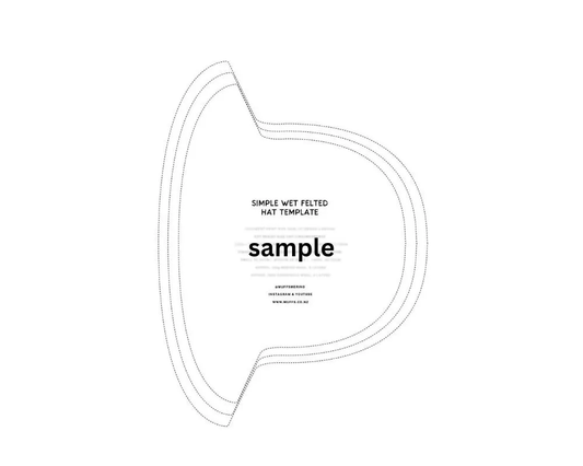 Digital Wet Felting Hat Resist Template | all Sizes | Large Format Printing Cut Out Pattern | Learn How to Felt | Wool Fedora | Brim Hat