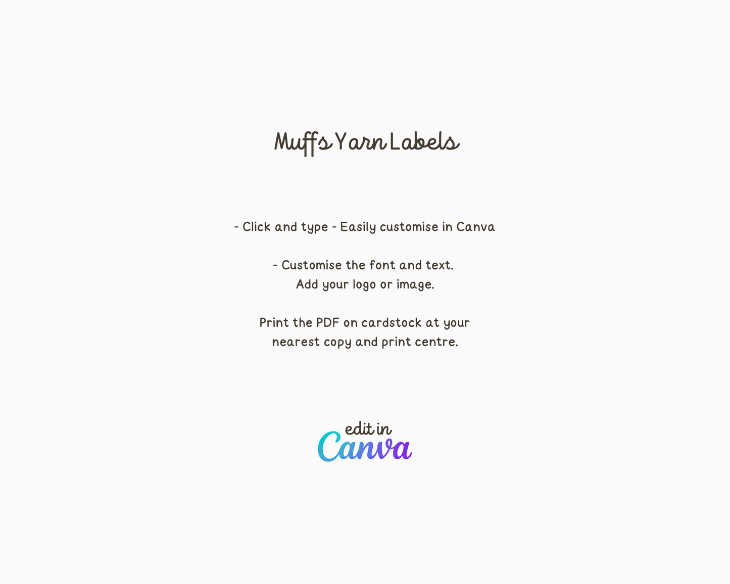 Customisable Hand Dyed Yarn Labels Canva Template by Muffs Merino