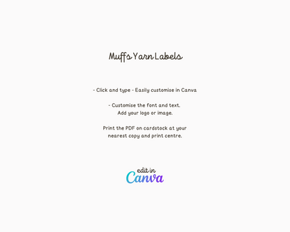 Customisable Hand Dyed Yarn Labels Canva Template by Muffs Merino