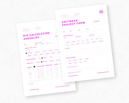 Project Order Form | Customisable | Dye Calculation Checklist | Inbox & Outbox | Keep Organised | Knitters, Dyers and Fibre Artists