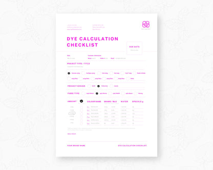 Project Order Form | Customisable | Dye Calculation Checklist | Inbox & Outbox | Keep Organised | Knitters, Dyers and Fibre Artists